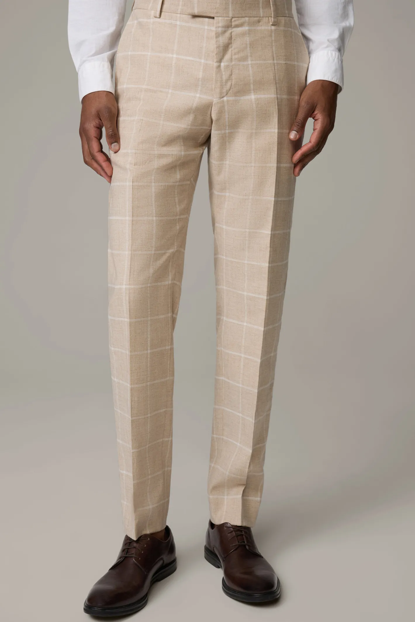 Strellson Baukasten-Bügelfaltenhose Max, beige kariert