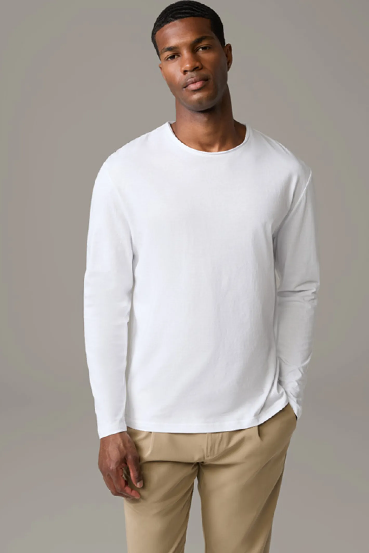 Strellson Baumwoll-Longsleeve Tyler, weiß