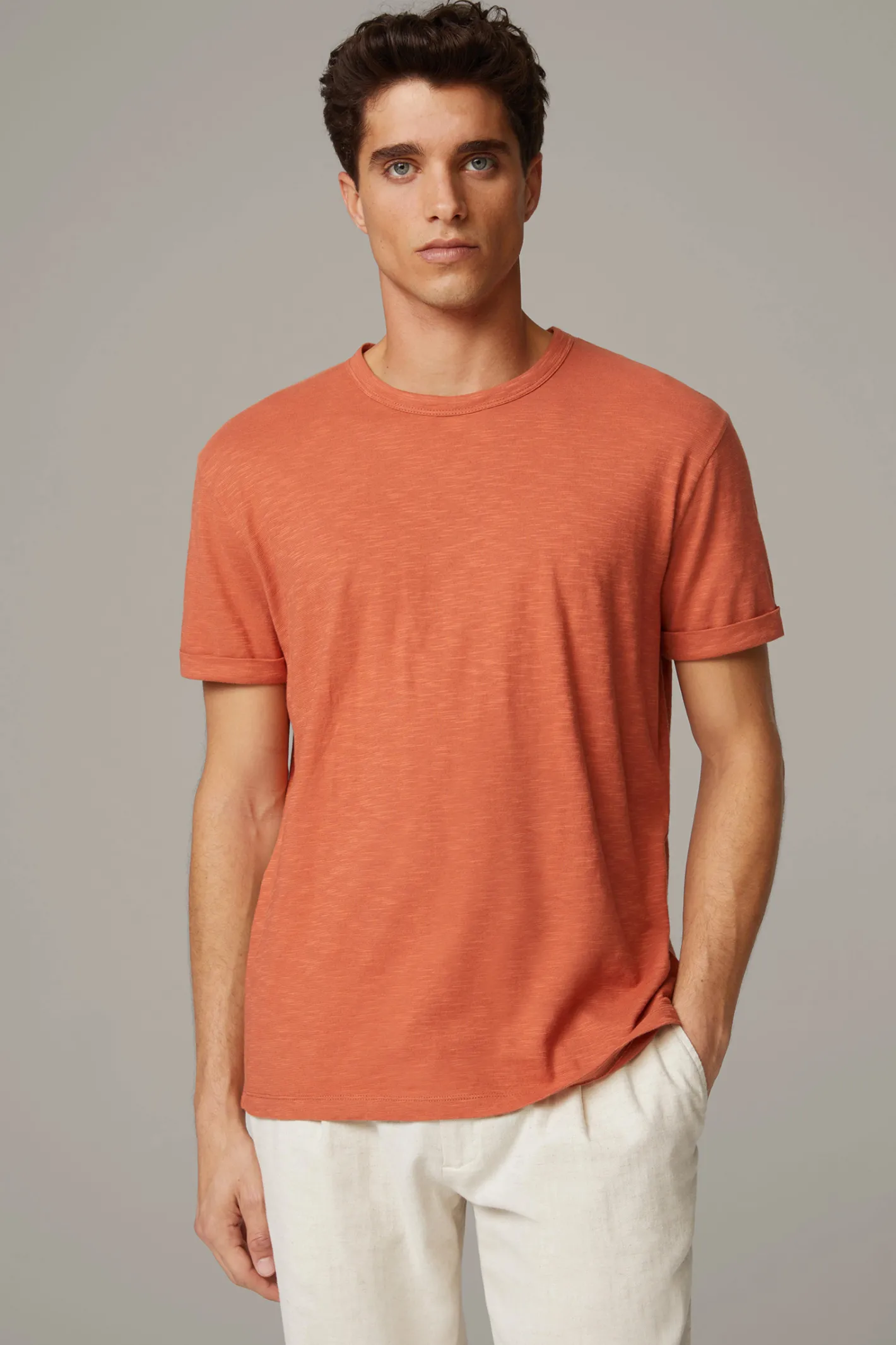 Strellson Baumwoll-T-Shirt Colin, orange strukturiert