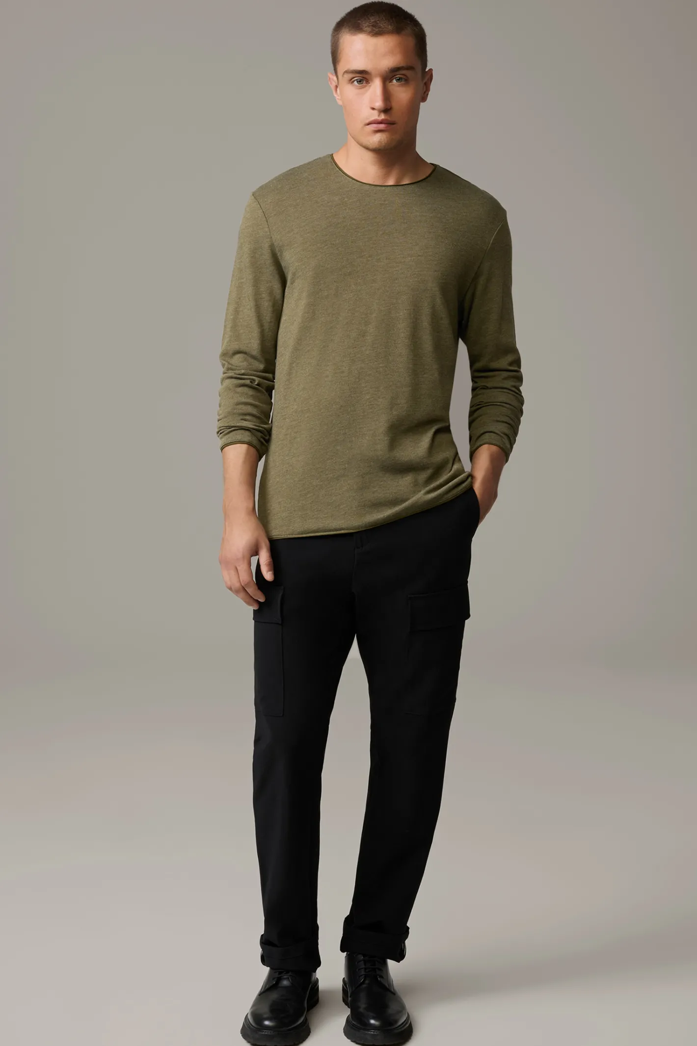 Strellson Longsleeve Prospect, khaki meliert