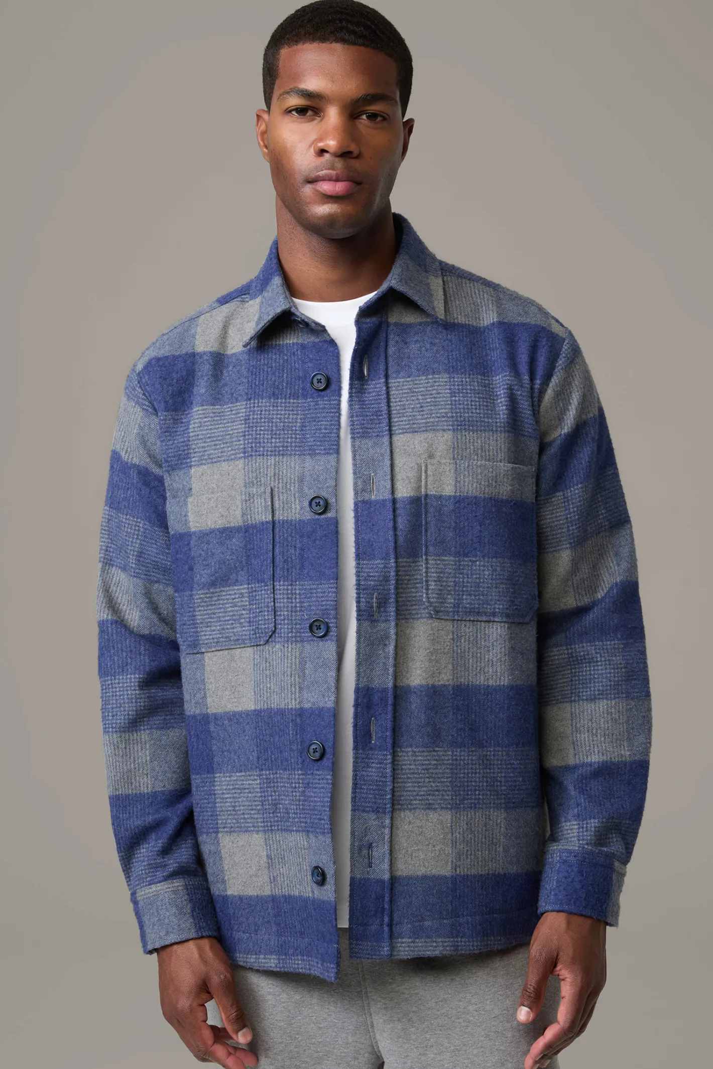 Strellson Overshirt Nalon, blau/hellgrau kariert