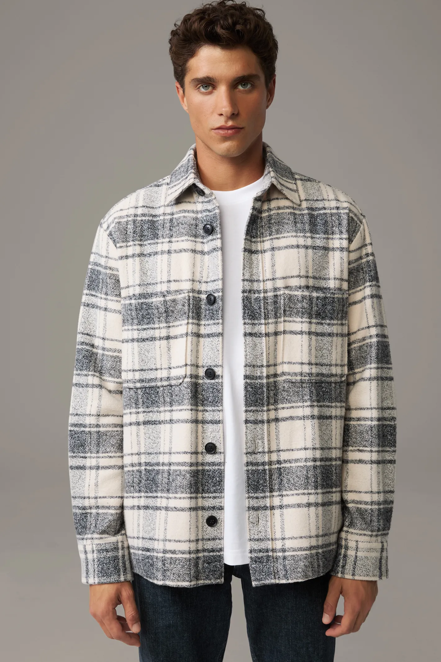 Strellson Overshirt Nalon, offwhite/grau kariert