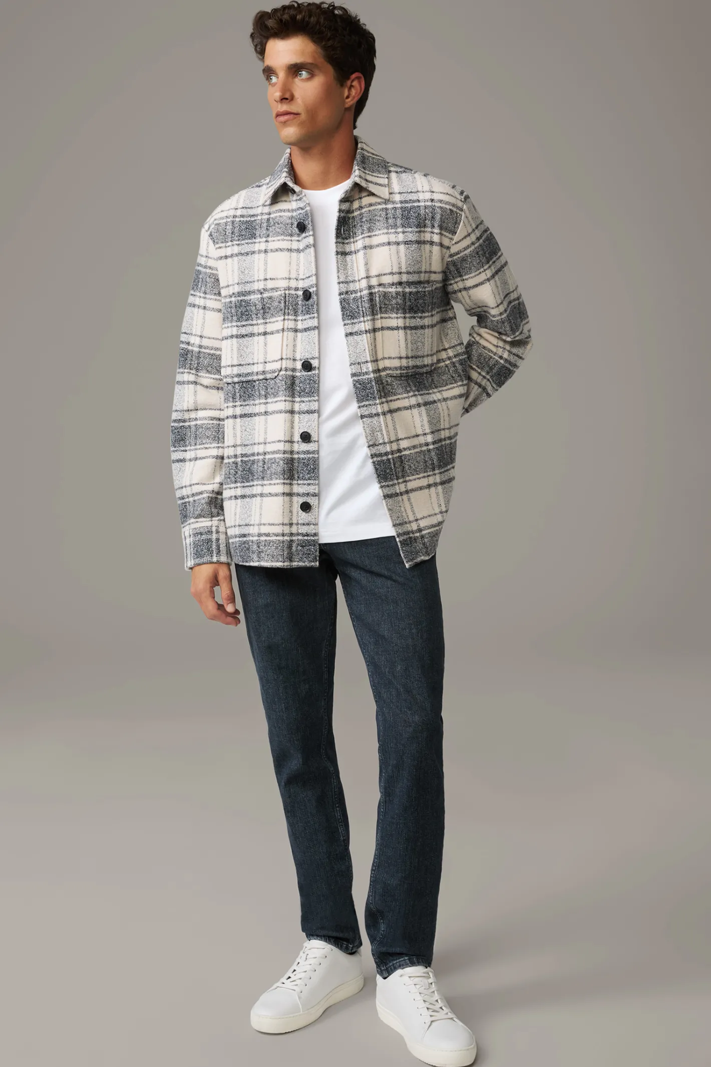 Strellson Overshirt Nalon, offwhite/grau kariert